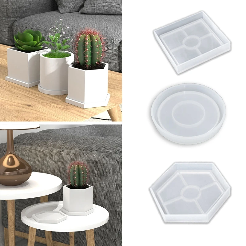 

3 Pcs Coaster Epoxy Resin Mold Handmade Cup Mat Flowerpot Base Silicone Mould DIY Crafts Home Decorations Casting Tool