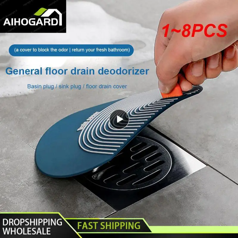 

1~8PCS Shower Drain Covers PVC Floor Drain Shower Hair Catcher Bathroom Kitchen Sink Filter Home Deodorant Insect-proof Floor