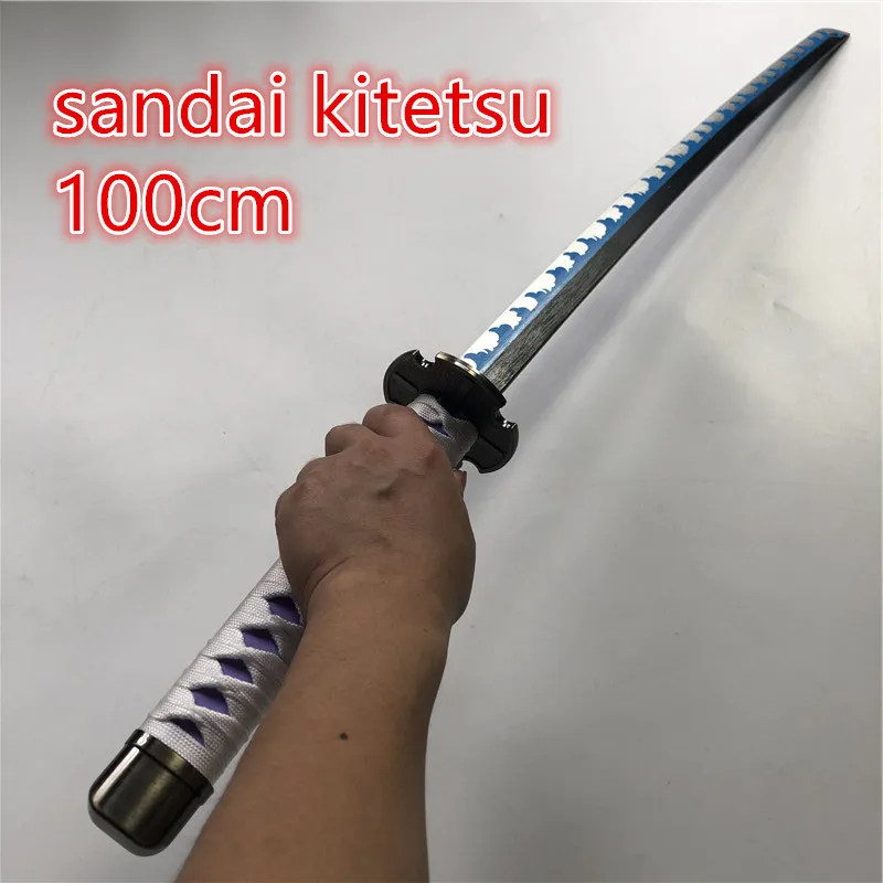 100cm Anime Cosplay 2nd Generation kitetsu  Zoro Sword Weapon Katana Espada Wood Ninja Knife Samurai Sword Prop Toys