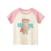 t shirt for girl summer clothes kids short sleeve animal bear pattern tops breathable soft casual tee for toddlers baby