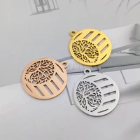 5 pcs men round gold tree of life stainless steel charms pendants wholesale for necklace keychain diy jewelry making accessories