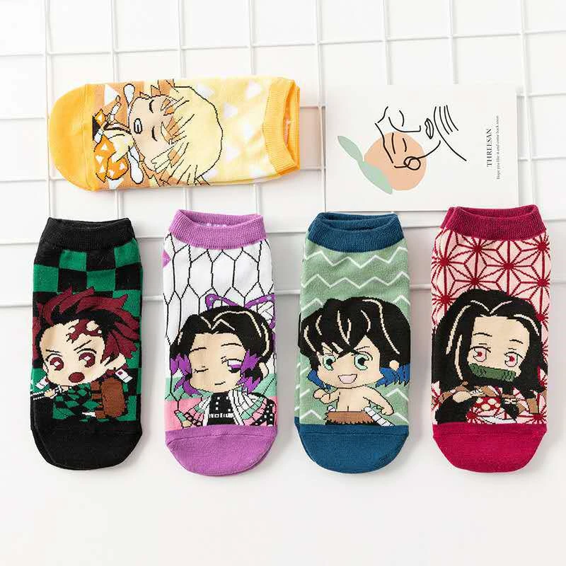 

Demon Slayer Sock Short Socks Cosplay Prop Cartoons Anime Kimetsu No Yaiba Kamado Tanjirou Kamado Nezuko Cotton Socks Halloween