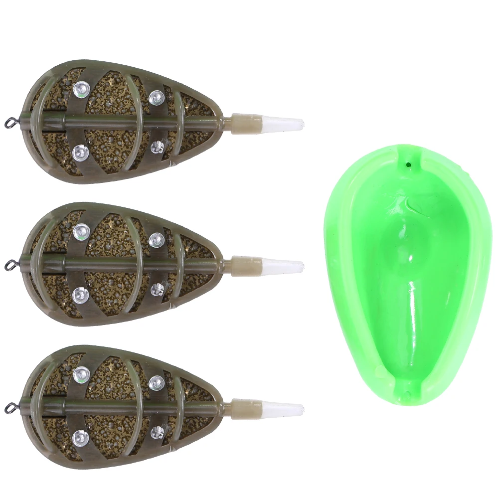 

Carp Fishing Inline Flat Method Feeder Portable 3+1 Inline Method Carp Fishing Bait Basket Feeders Mould Set Pesca Fish Tackle
