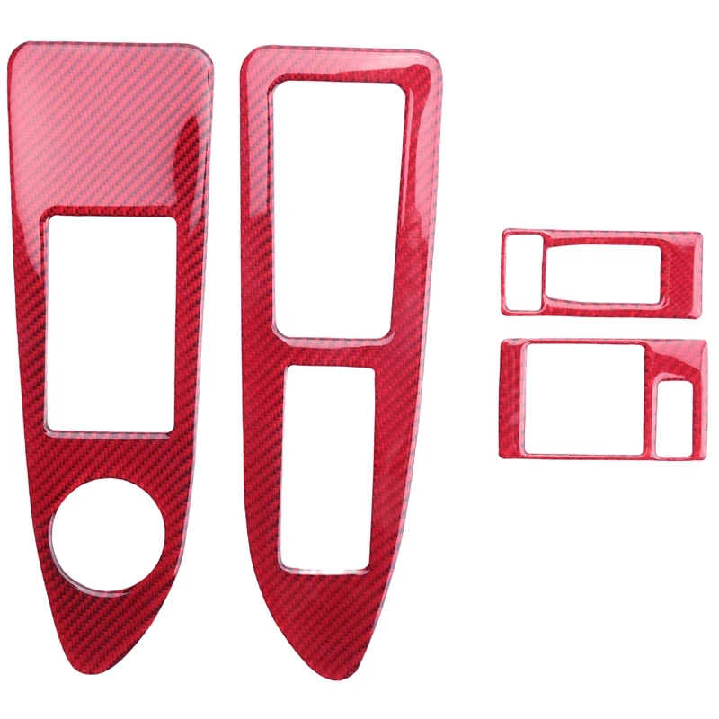 

For Dodge Challenger 2008-2014 Car Accessories Carbon Fiber Window Lift Switch Panel Trim Cover Sticker, Red