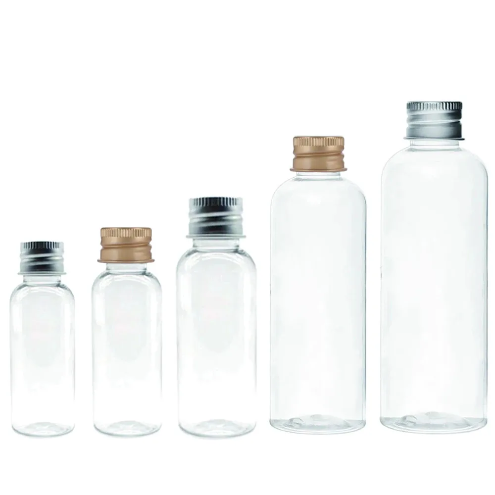 Фото Пластиковая бутылка 5/10/30/50/60/100 мл с алюминиевой крышкой контейнер для косметики