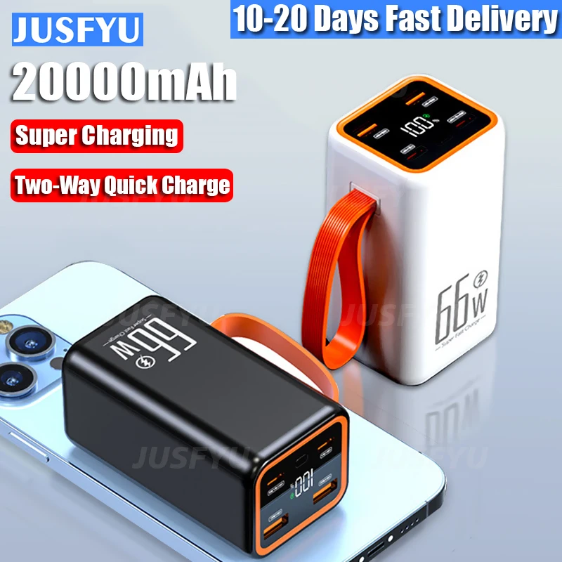 

Mini Power Bank 20000mAh PD20W Two-Way 66W Fast Charging Powerbank Portable External Battery Charger for iPhone 14 Xiaomi Huawei