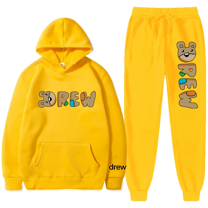 

Men's Tracksuit Suit Spring Winter Drew House Justin Bieber Tracksuit Mens Casual Solid Sweatpant Set Unisex Jogging Suit
