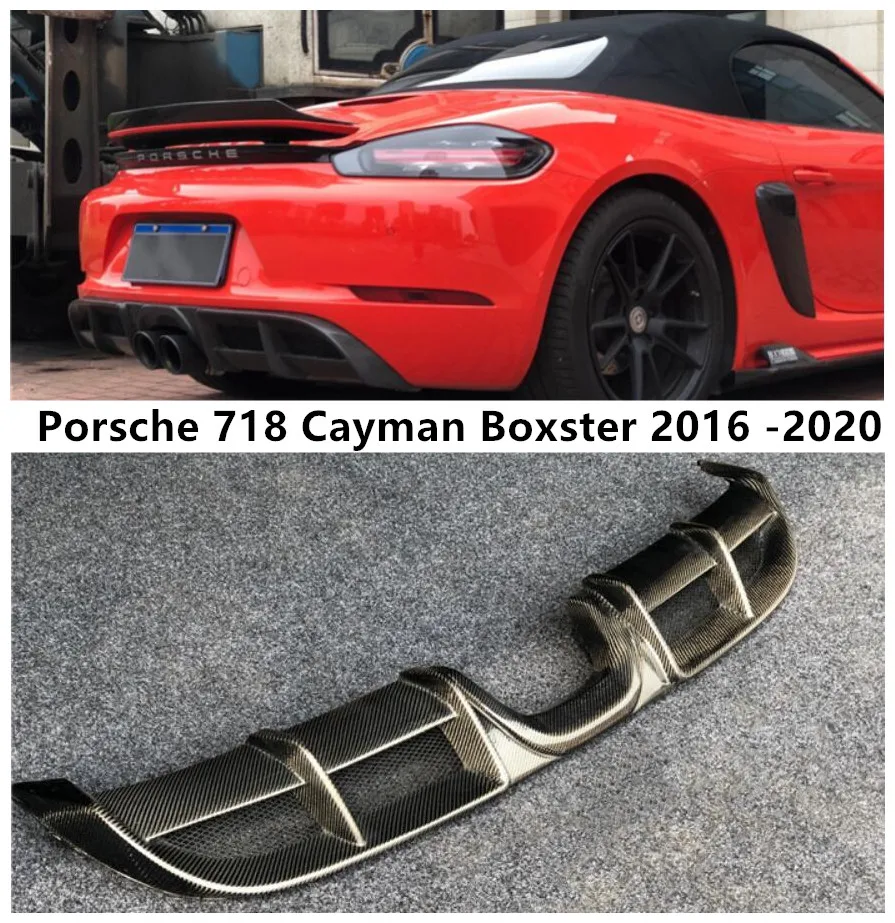 

Диффузор для заднего бампера Porsche 718 Cayman Boxster 2016 2017 2018 2019 2020 спойлер для двери багажника из настоящего углеродного волокна