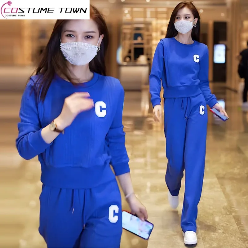 

2023 Fashion Casual Suit Women's Spring/Summer New Temperament Age Reducing Sportswear Small Top Two Piece Set Fashion