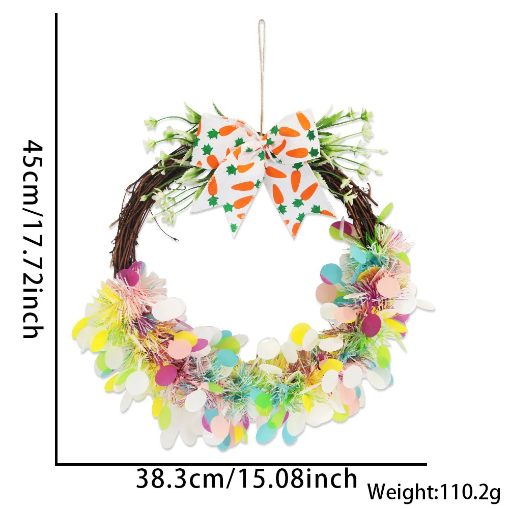 Пасхальный венок пасхальное яйцо кролик красочная полоска украшение на дверь