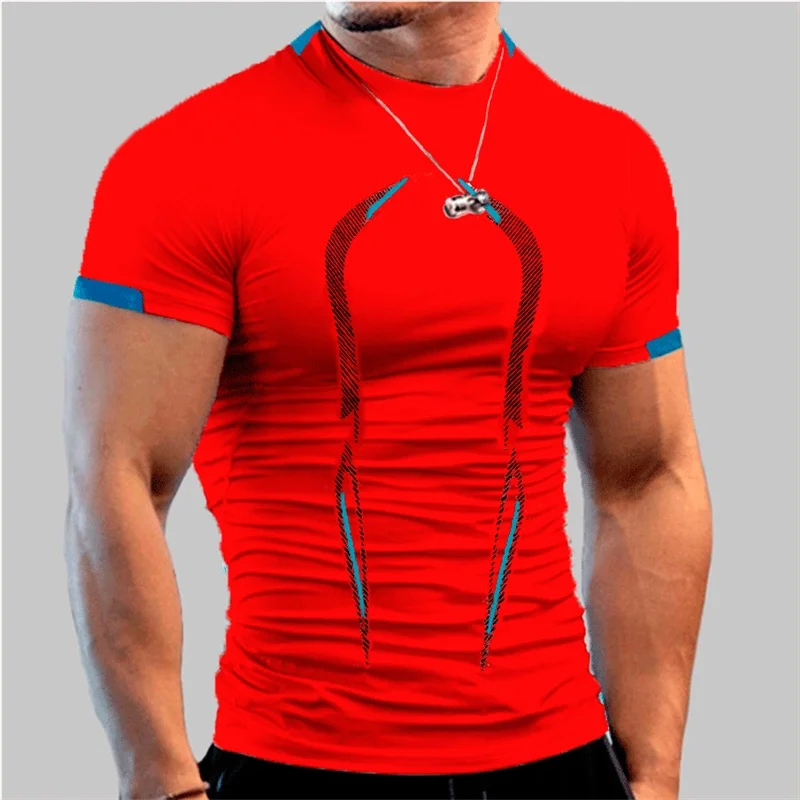 

Summer Men's Fitness Sports Training Breathable Short-Sleeved European Size Quick-Drying Clothes Men T Shirts Mens High Quality