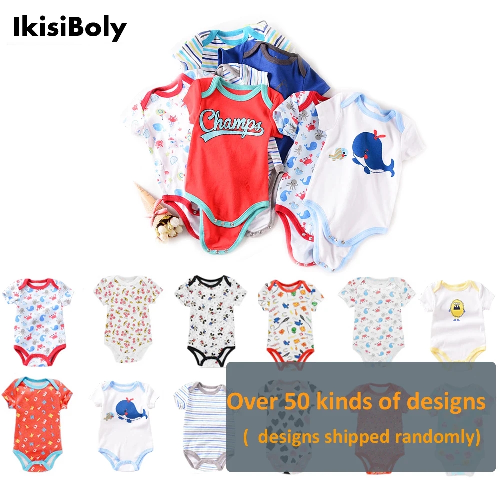 Promotion Baby Girls Boy Bodysuits 3-Pack Set Short Sleeve Clothes for 3-24M Newborn Bebe Toddlers Summer Cotton Rompers Onesies