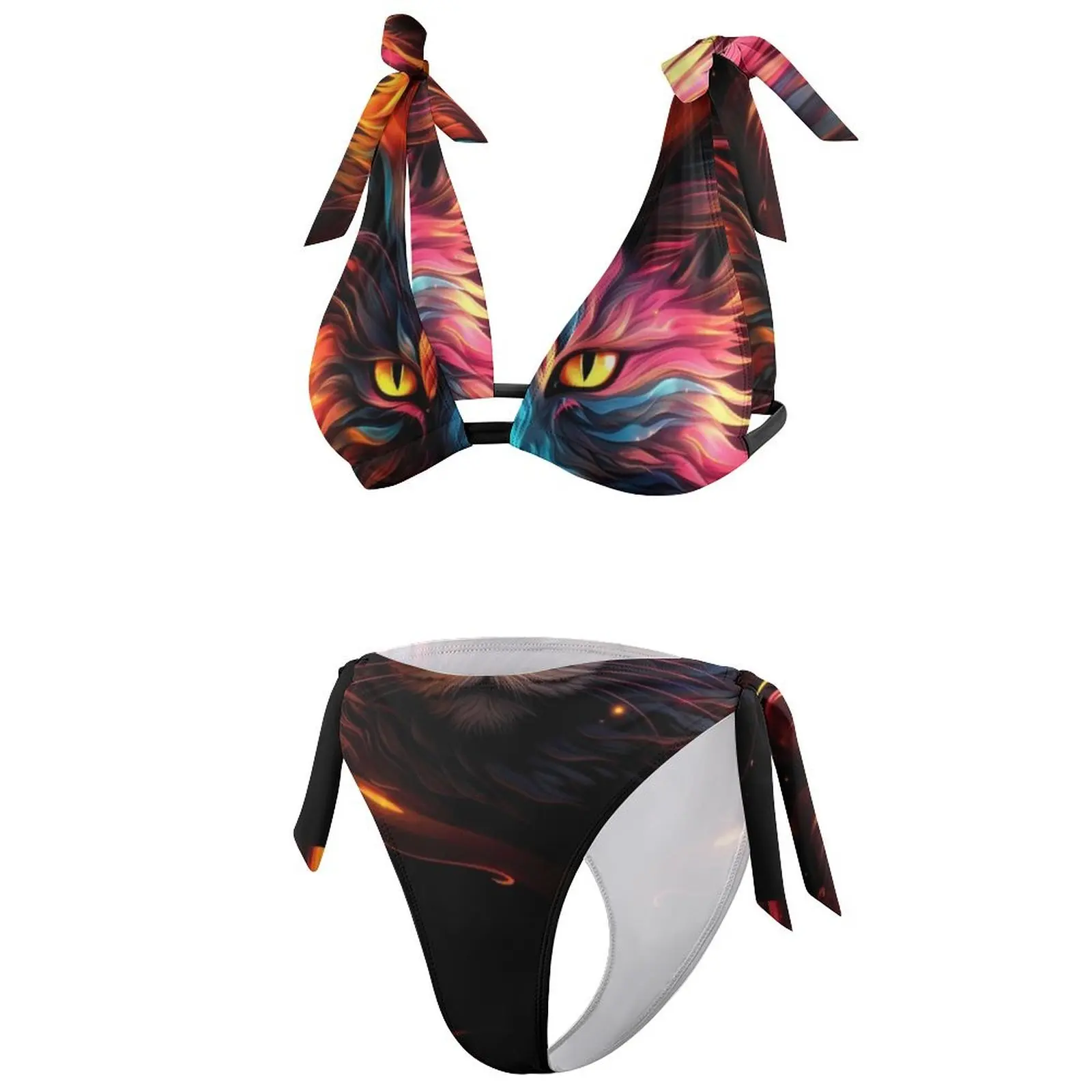 Купальник-бикини женский с эффектом пуш-ап и принтом
