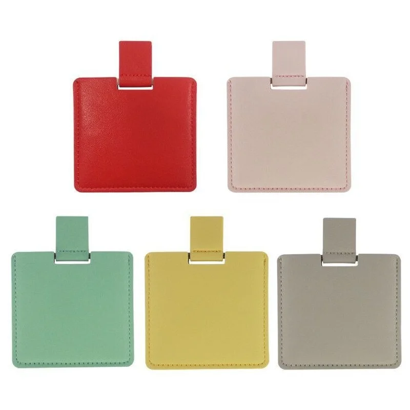 

Metal Beauty Mirror Portable Stainless Steel Makeup Mirror PU Leather Portable Small Mirror 6*6CM Fashion Advanced Makeup Mirror