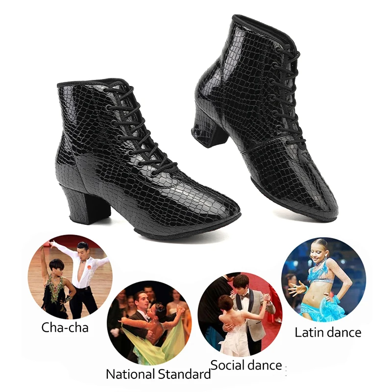 SWDZM Women's Short Boots Ballroom Modern Dance Shoes Tango Jazz Salsa Latin Dancing Boots Red Black Sports Dancing Sneakers