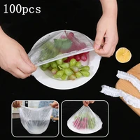 disposable food cover plastic wrap elastic food lids for fruit bowls cups caps storage kitchen fresh keeping saver bag