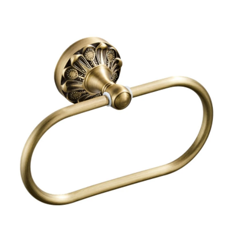 

HOT SALE Antique Towel Ring Vintage Brass Luxury Bronze Bathroom Bath Towel Holders Wall Mounted Towel Hanger For Bath Accessory