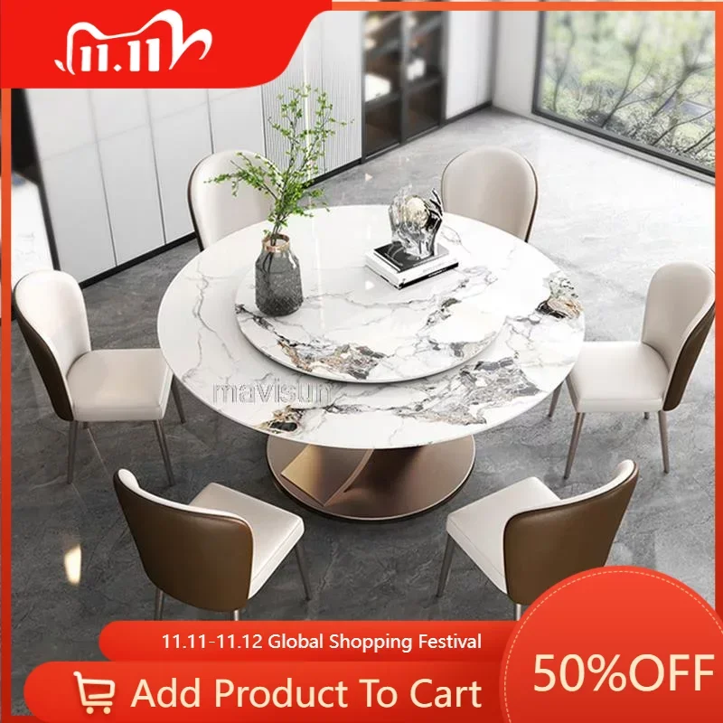 

Luxury Round Dining Tables Rotating Turntable White Modern Marble Dining Table Made Muebles Para El Hogar Kitchen Furniture