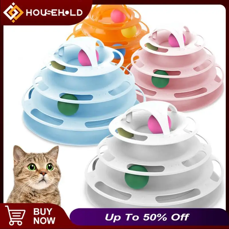 

Four Levels Pet Cat Toy Tower Tracks Disc Cat Intelligence Amusement Multiple Disc Cat Toys Ball Training Amusement Plate Kitten