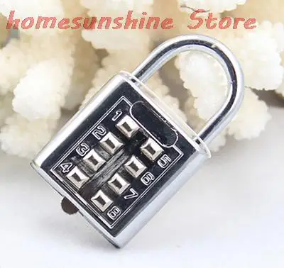 

New Silver Padlock Number Luggage Travel Code Lock Travel Accessories New Style 4 Digit Push Button Combination Padlock Hot