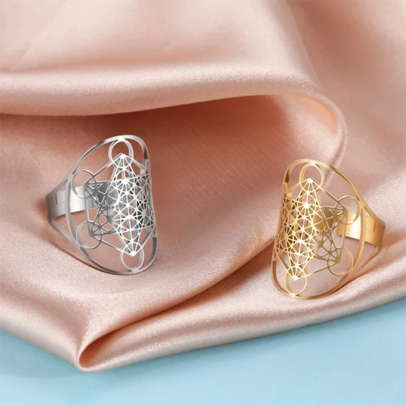 Ювелирные изделия RetroGem кольцо Метатрона с сакральной геометрией ангела печать