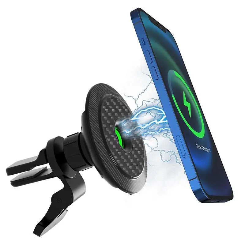 

Car Magnetic Wireless Charger Auto Clamping Fast Charging Wireless Charger With Magnet Car Air Vent And Dashboard Phone Holder