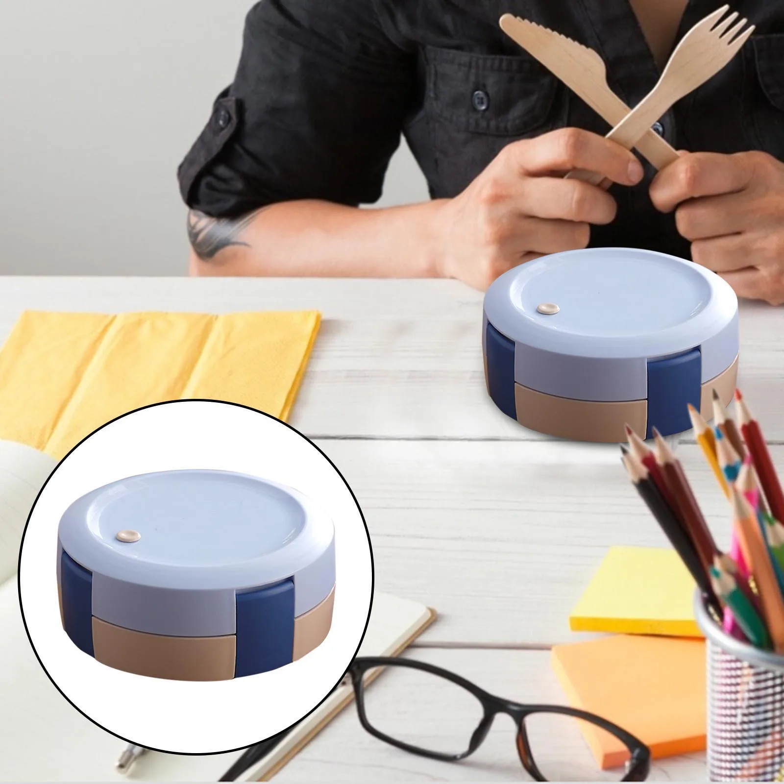 

Sandwich Bags Holder Separate Box Box Lunch Steel Food-Storage Stainless Container Lunch Round Lunch Garage Storage Containers