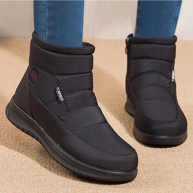 Women Boots Women Ankle Boots For Winter Shoes Women 2022 New Warm Fur Snow Boots Waterproof Flat Botas Femininas Zipper Botines