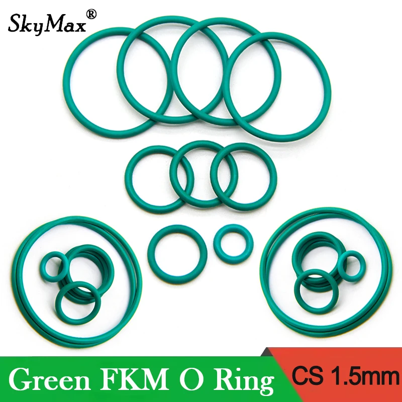 

10/50 шт. FKM уплотнительное кольцо CS1,5 мм наружный диаметр 5 мм ~ 50 мм зеленый фторкаучук изоляционное масло высокотемпературное уплотнительное кольцо