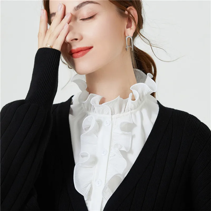 Стильная блузка со съемным воротником, кружевная поддельная рубашка с воротником-черепахой, накладные белые женские воротники, половинная рубашка, женская блузка из искусственного картона 2022