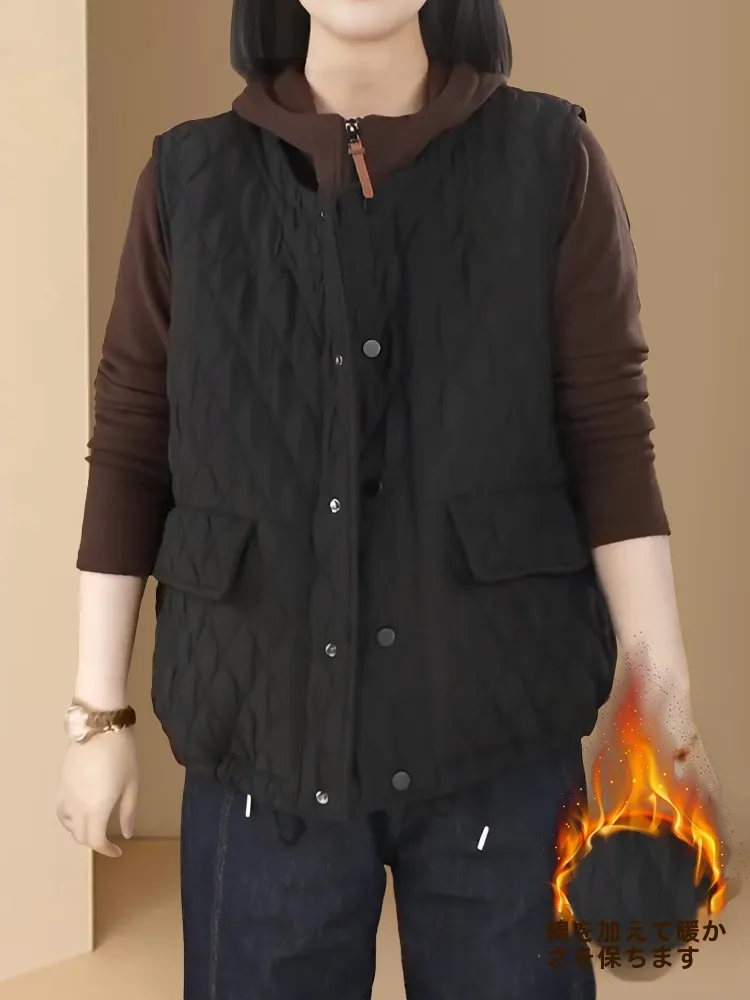 Большие размеры осенне-зимний молодежный повседневный женский хлопковый жилет с