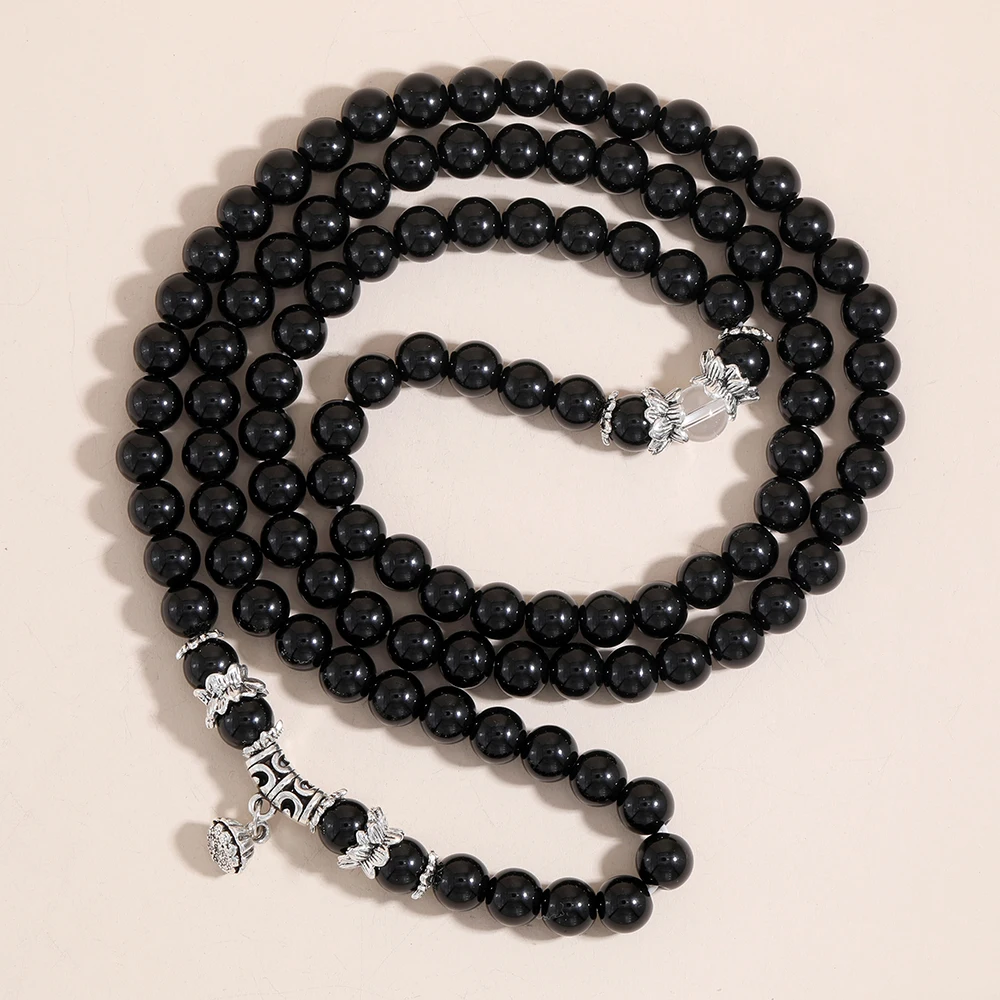 Ожерелье OAIITE из натурального черного оникса 8 мм для мужчин и женщин ожерелье