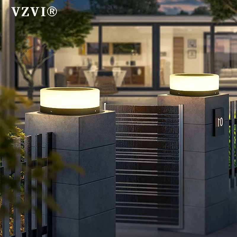 

Уличный садовый светильник VZVI на солнечной батарее, освещение для газона, виллы, 8 Вт, светодиодный ландшафсветильник онарь для ворот, столбов, декоративные лампы для внутреннего дворика