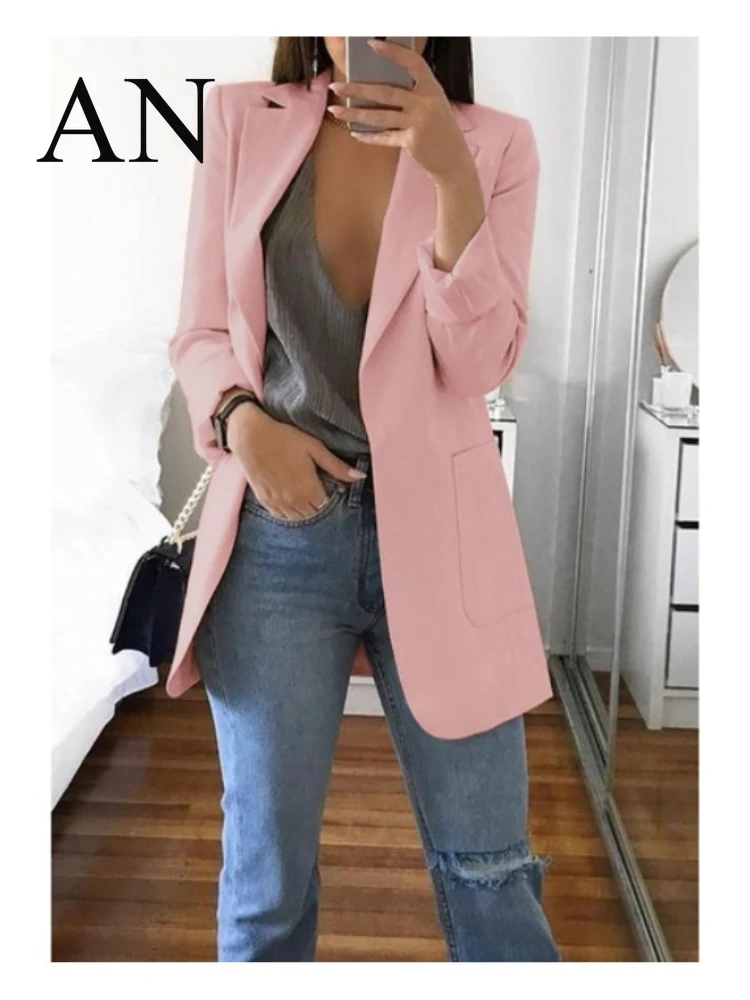 Офисный кардиган с лацканами для женщин офисный пиджак повседневный офисная