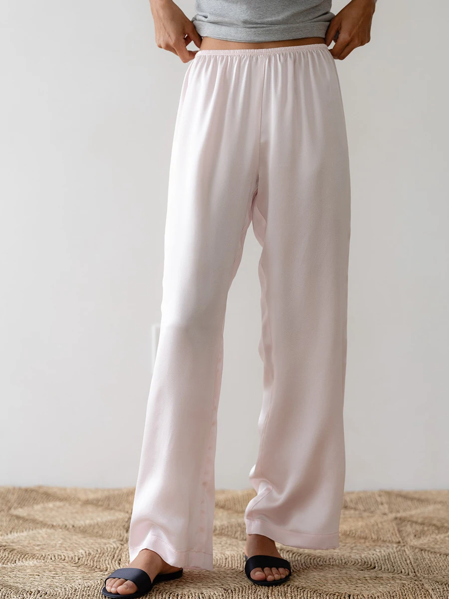 Брюки для женщин весна-осень однотонные шелковые узкие брюки отдыха эластичный