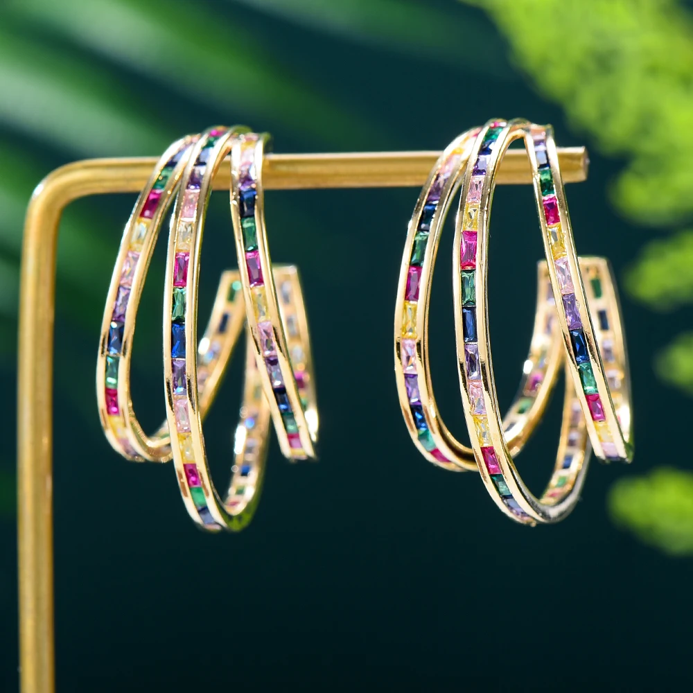 

Missvikki Luxury Earrings For Women Wedding Party Irregular Hoop Earrings Crystal Fashion Jewelry High Quality Accessories