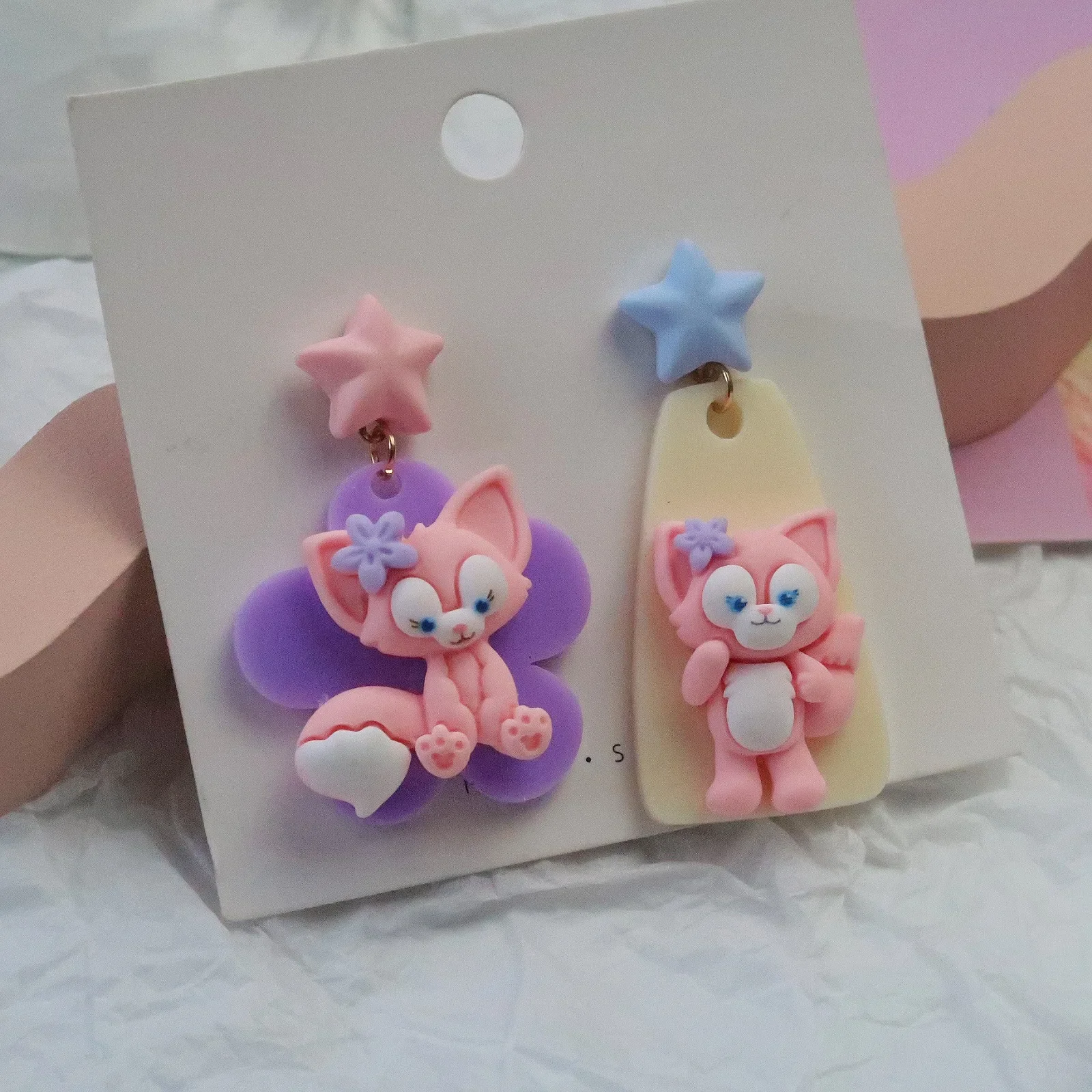 Серьги-гвоздики с персонажем мультфильма Lina Bell трехмерные бусины серьги из смолы