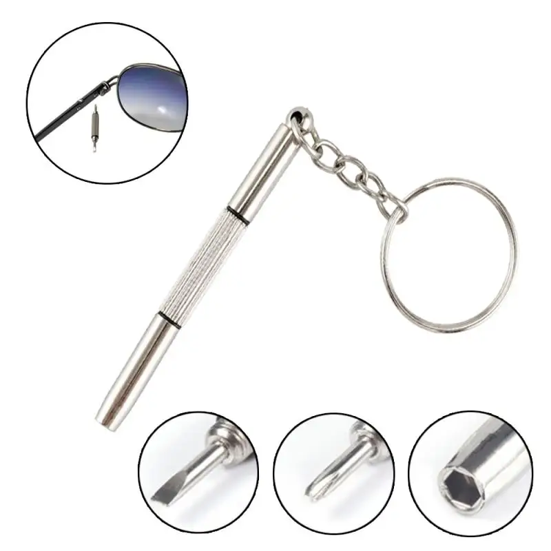 

Mini 3-in-1 Screwdriver Eyeglass Watch Phone Camera Repair Multifunctional Screwdriver Repair Kit With Keychain Hand Tools