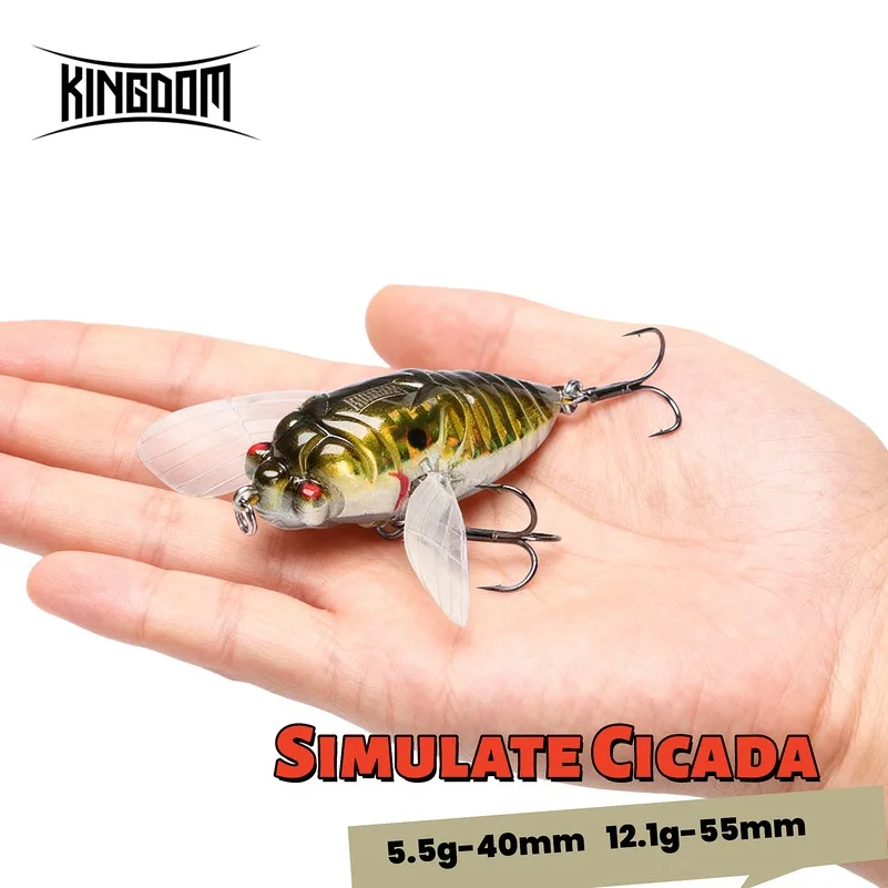 Фото Воблеры Kingdom Simulation Cicada для рыбалки, 40 мм, 55 мм, плавающие, для морской воды, имитация насекомых, жесткие приманки №2