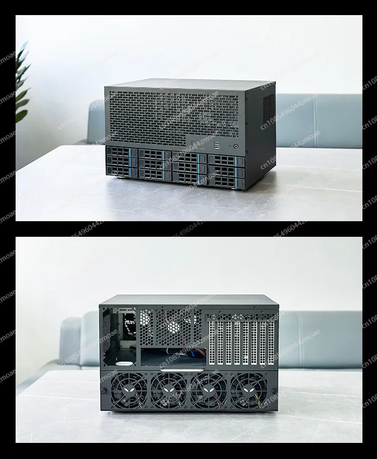 Фото Серверный корпус 4U на 12 дисков с 8 полноразмерными слотами PCIe, поддержкой материнских плат ATX и блоков питания, корпус для корпоративного NAS-хранилища №3