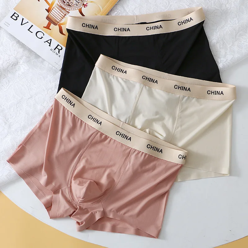 3PCS Boxers Men Solid Color Panties Male Underpants Ultra-thin Sexy Underwear Summer COOL Trunk Shorts free shipping