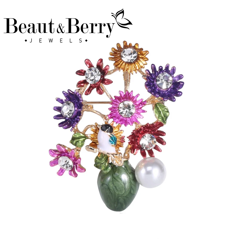 

Beaut&Berry Baby Enamel Sunflower Brooches for Women Weddings Banquet Party Brooch Pins Gifts