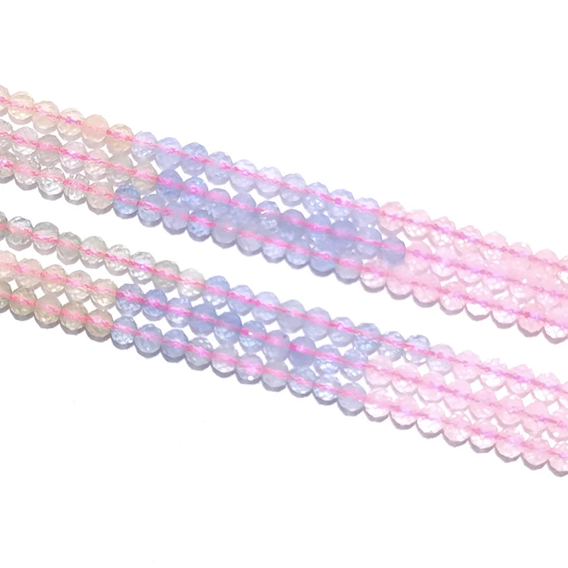 Natural Gem Stone Gradient Candy Morganite Beads For Jewelry Making 4 6mm Round Spacer Beads Diy Bracelets Accessories 15‘’