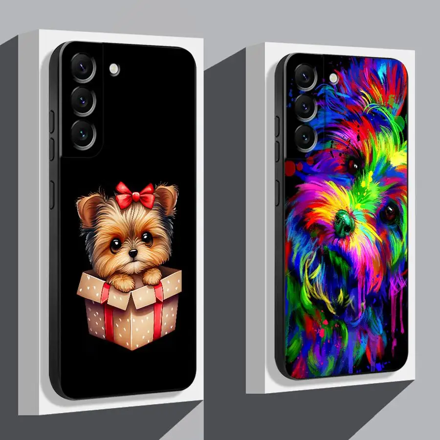 Фото Чехол с собакой йоркширского терьера для Samsung Galaxy A32 A51 A73 A23 A53 A24 A55 A35 A36 A26 A72 A25 A71 A41 A22 A52 Черный мягкий телефон №2