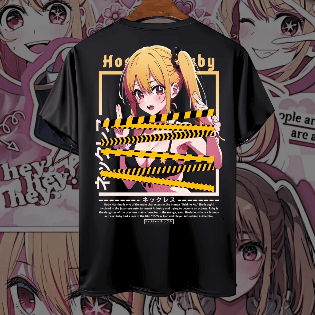 KRONE Kaos Anime RUBY HOSHINO Katun Premium 24s БЕЗ ДАТЧИКА - футболка Oshi No Ko Oversize Pria Dewasa