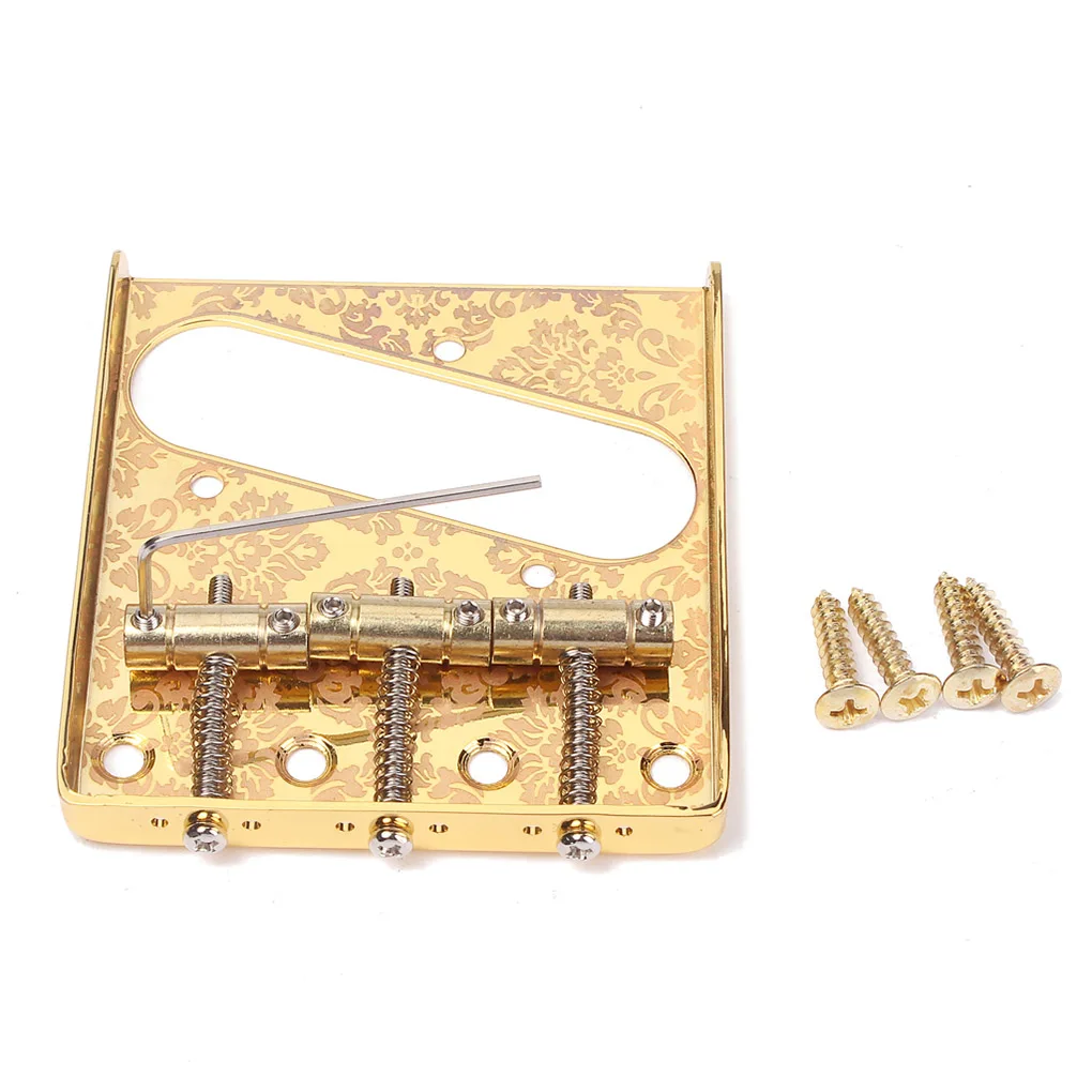 

Electric Saddle Bridge Music Instrument Components String Roller Golden Color Metal Hardtail Tailpiece Replacement