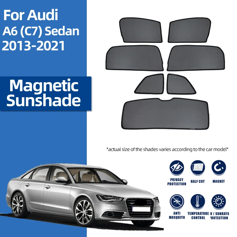 Audi A6 C7 için Sedan 2011-2018 manyetik araba güneşliği kalkan ön cam arka cam güneş siperliği perde kapağı