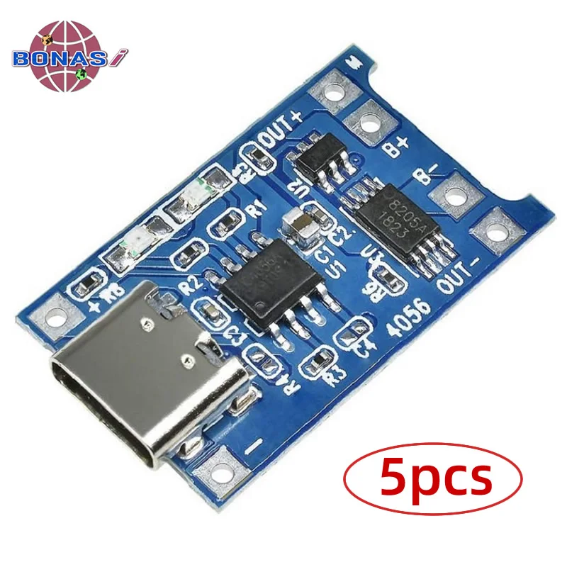 

TP4056 5V 1A Type-c USB 18650 Lithium Battery Charging Board Charger Module with Protection Dual Functions