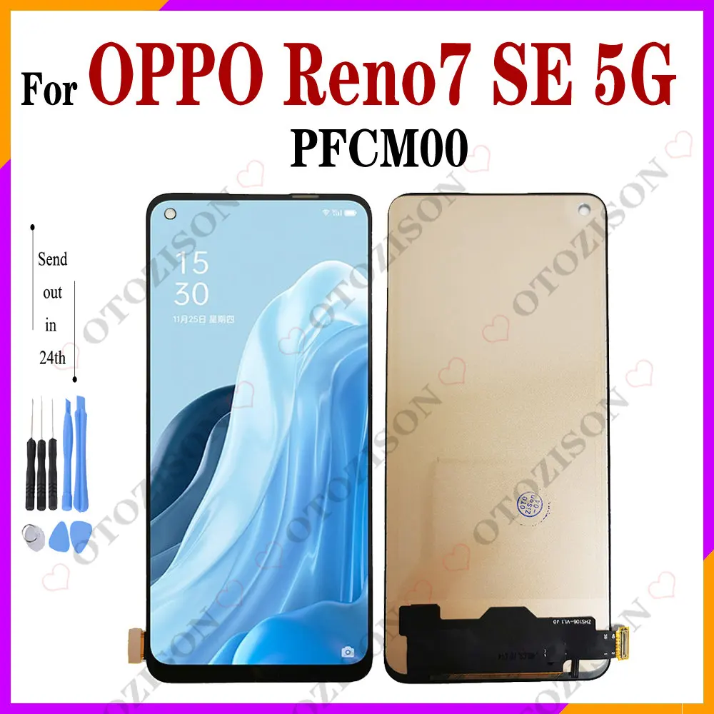 ЖК-дисплей 6,43 дюйма с рамкой для OPPO Reno7 SE 5G Display PFCM00, сенсорная панель, дигитайзер, датчик в сборе Reno 7SE, сменный ЖК-дисплей