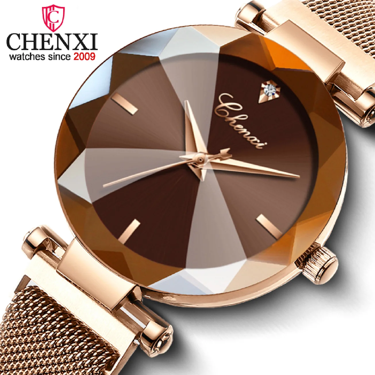 CHENXI Fashion 4 Colors Gem Cut Geometry Crystal Luxury Ladies Quartz Watches Women's Dress Watch Women Clock zegarek damski